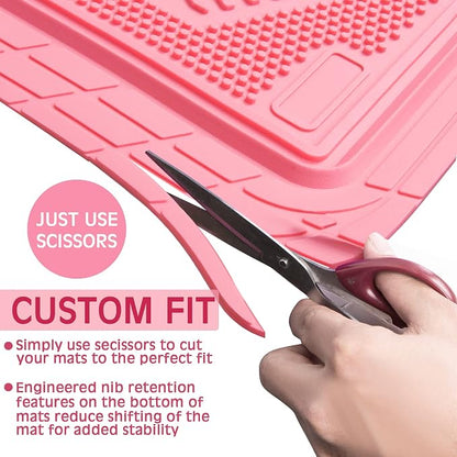 CAR PASS Heavy Duty Rubber Floor Mats 4-Piece,Pink Car Mats Full Sets Anti-Slip,Waterproof Universal Trim-to-Fit for Car SUV Truck, Durable All Weather Automotive Car Mats for Women,Girly(All Pink)