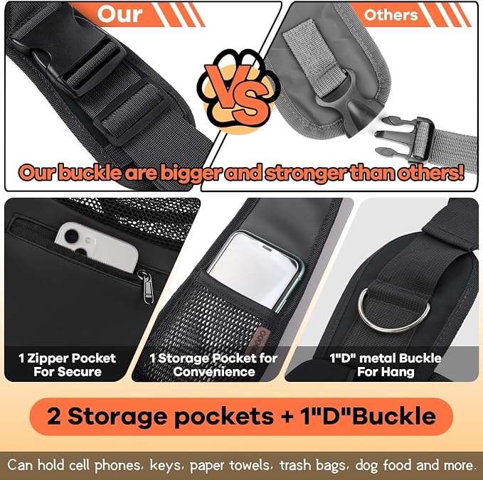 YUDODO Pet Sling Carrier for 5-9 lbs Small Dogs Cat Puppy Crossbody Carrier | Bottom support, Safety Hook, Large Zipper Pocket, Soft Breathable Mesh, Adjustable Strap, Reflective Strip, Black, M