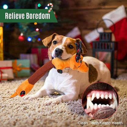 IOKHEIRA Christmas Dog Toys – Reindeer Squeaky Plush Crinkle Rope Dog Toys,Interactive Tug-of-War Chew Toy for Small/Medium/Large Dogs, for Dog