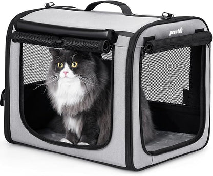 Dog Car Carrier Light Weight 19.7×16.9×14.8in, Foldable Dog Carrier, Gray | Easy to Assemble, Portable and Breathable Pet Carrier, Suitable for Indoor and Outdoor Use, Dog Travel Crate with Curtain