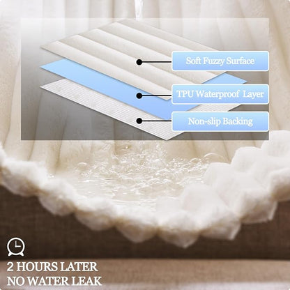 Dual Non-Slip Couch Cover for Dogs Waterproof, Fuzzy Soft Pet Couch Covers for Sofa 3 Cushion, Pet Friendly Soft Dog Bed Covers Sofa Cover Washable (White, 33" x 95" 1 Pack)