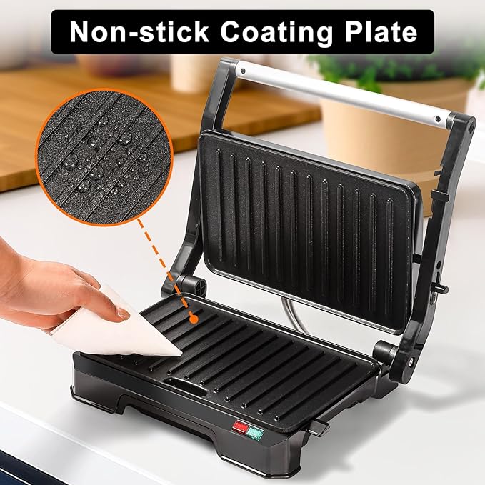 Small Panini Press Grill Sandwich Maker, Electric 3 in 1 Panini Sandwich Maker