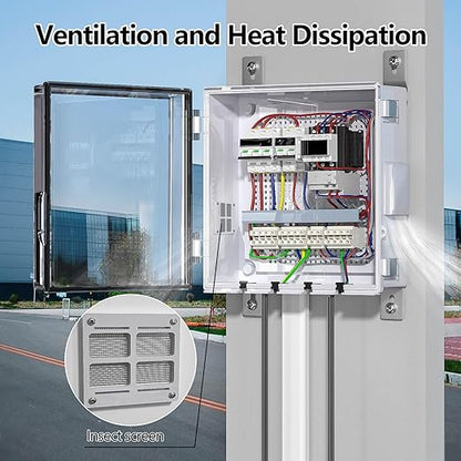 ABS Electrical Junction Box, Ventilated Design, Cable Grommets, IP65 Waterproof