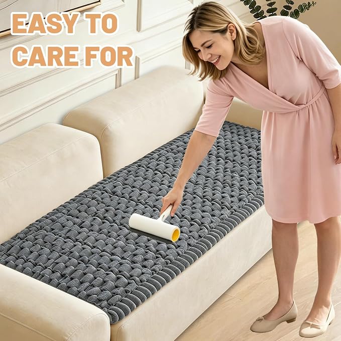 Waterproof Couch Cover for Dogs Washable,Nonslip Fuzzy Durable Pet Friendly | Soft Slipcovers for 3 Cushion Sofa Cover,Plush Thick Protector Fits Mat Bed Leather & Fabric Couches (Grey 27.6"x82.7")