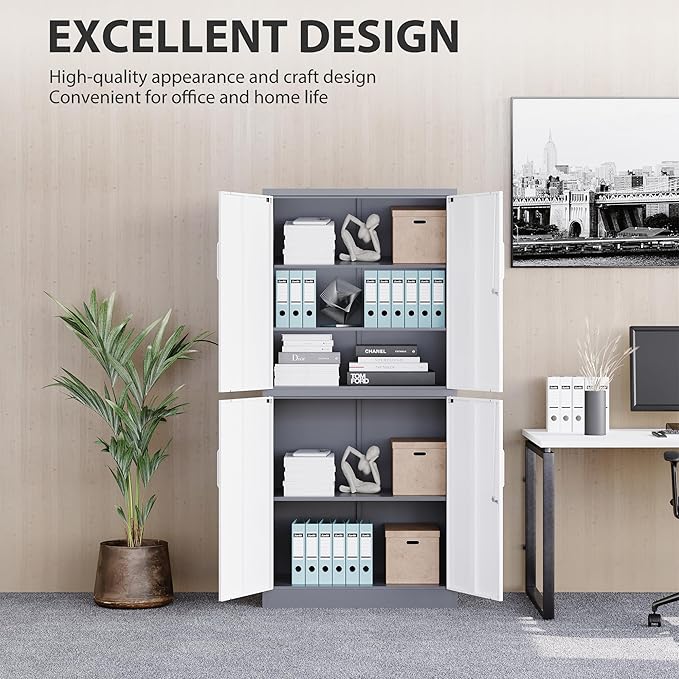 SISESOL Storage Cabinets With Doors And Shelves, Adjustable Layers