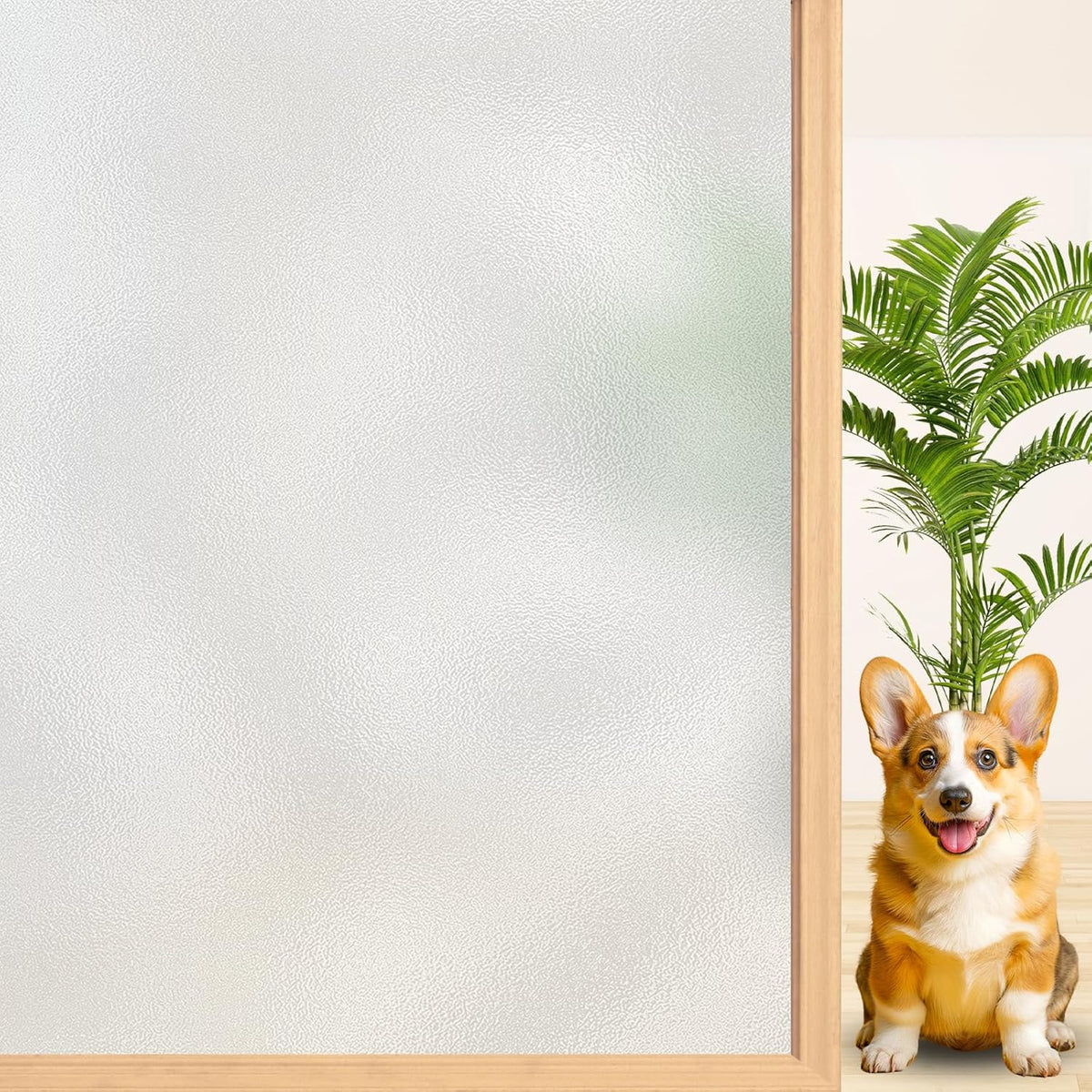 Niviy Etched Privacy Window Film Frosted Glass Static Cling Non Adhesive Window Frosting Film for Bathroom Home Office, 17.5 inch x 236 inch