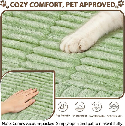 FUANGUI 2 Pack Waterproof Couch Cover for Dogs Pets Sofa Protector | Non-Slip Washable Fuzzy Soft Sofa Slipcover for 2 PCS L Shaped Sofa Pet Friendly, 27.6" x 59.1"+27.6" x 70.9", Grass Green