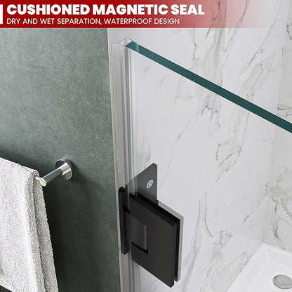 Bathroom Frameless Shower Door 30" W*72" H, 5/16" Clear Tempered Glass Hinged
