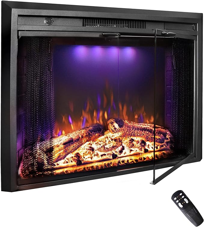30 Inches Electric Fireplace Insert, 750W/1500W Fireplace Heater