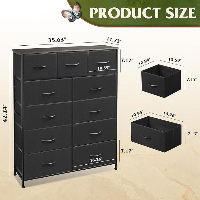 WLIVE Tall Dresser for Bedroom, Fabric Dressers Storage Tower, Dresser & Chest