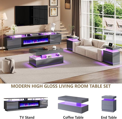 AMERLIFE 90" 2 Tier Fireplace TV Stand