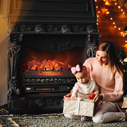 TURBRO Eternal Flame 26 in. WiFi Infrared Quartz Electric Fireplace Log Heater