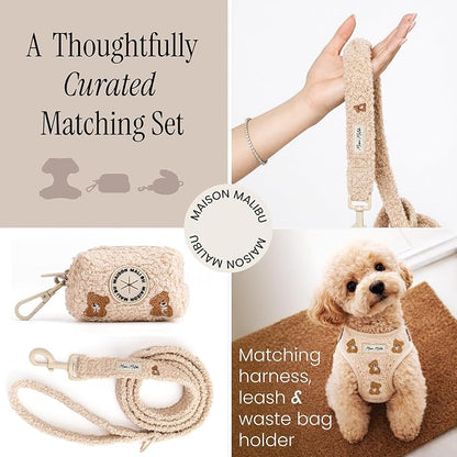 Embroidered Matching Dog Harness and Leash Set with Poop Bag – No Pull, Adjustable, Padded, Breathable Harness for Puppies, Extra Small Dogs, Small Dogs, and Medium Dogs (Small)