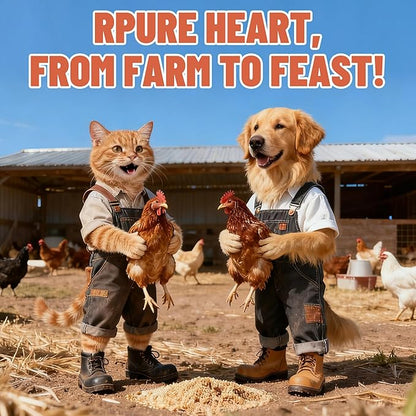 Just Try 6 oz Freeze-Dried Chicken Heart Dog & Cat Treats - Single Ingredient, Grain-Free, High Protein Training Treats Snacks