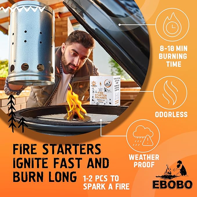 240 pcs Fire Starter Cubes – Natural Wax-Based, Odorless & Non-Toxic – Quick