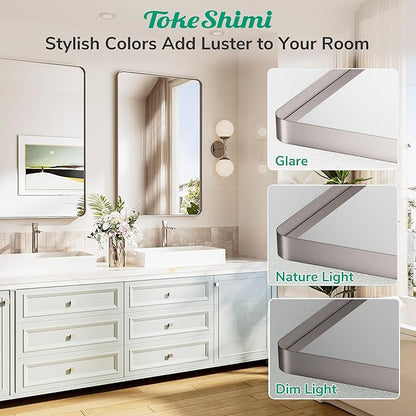 TokeShimi 42x36 Brushed Nickel Bathroom Mirror