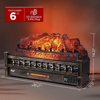 TURBRO Eternal Flame 26 in. WiFi Infrared Quartz Electric Fireplace Log Heater