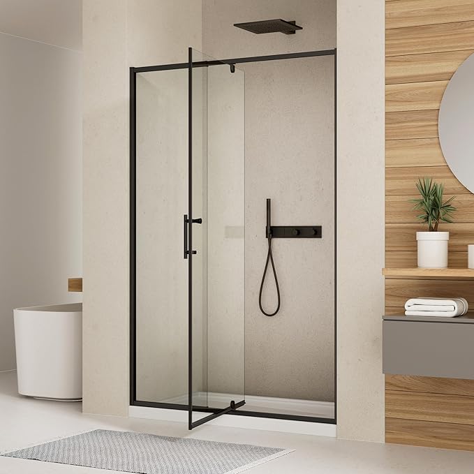 44-48" W x 71" H Pivot Shower Door, Pivot Semi-Frameless Swing Glass Shower Door