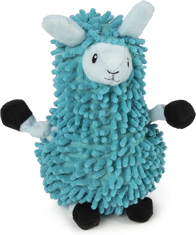 goDog Llamas Noodle Squeaky Plush Dog Toy, Chew Guard Technology - Blue, Small