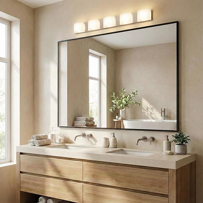 48''x36'' Extra Large Black Bathroom Mirror, Metal Framed Vanity Mirror