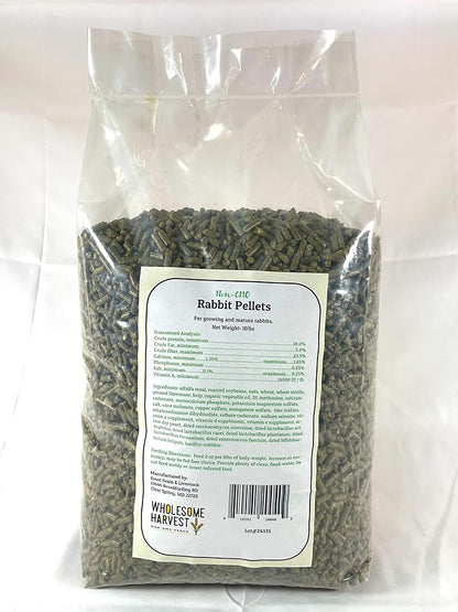 Non-GMO Rabbit Pellets - 10 lbs, 18% Protein, 1.1% Calcium, Rabbit Food Pellets with Alfalfa Hay, Supports Digestion, Promotes Strong Bones, Ideal for Growing & Mature Rabbits