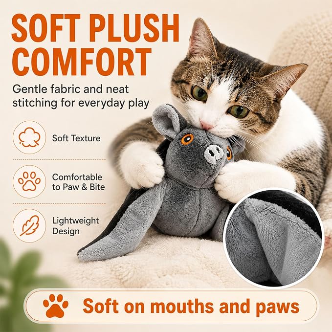 Flying Bat Dog Toy, Flying Bat Toy for Dogs & Cats with Flapping Wings and Chirping Sound, Motion-Activated Interactive Pet Toy for Hanging, Ground and Indoor Chase Play (3PCS)