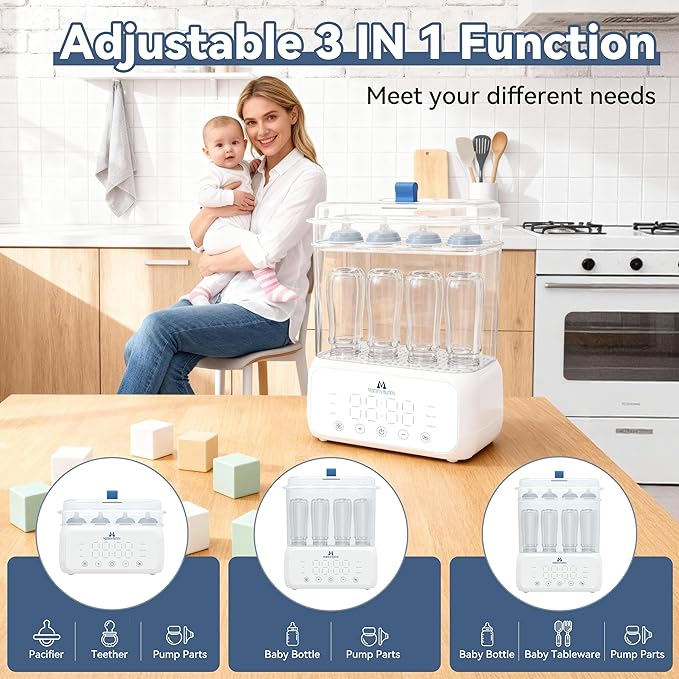 Mammy Bunny 3-in-1 Baby Bottle Sterilizer and Dryer – 6 Smart Modes