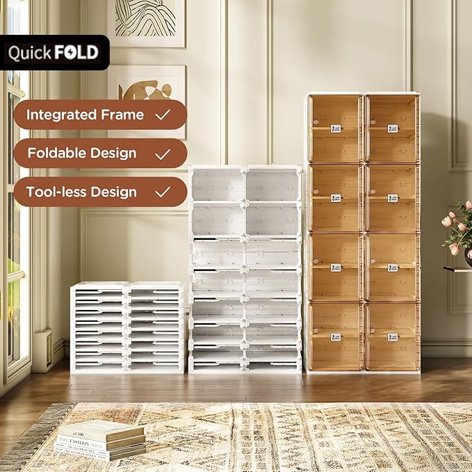 ANTBOX Shoe Organizer Storage Box, Portable Folding Shoe Rack