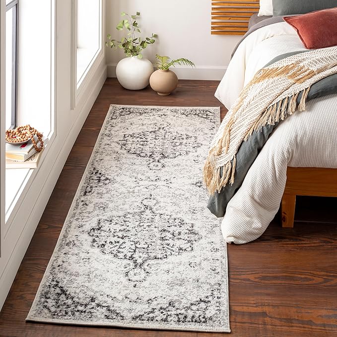 Livabliss Odelia Vintage Bohemian Runner Area Rug,2'7" x 7'3",Black