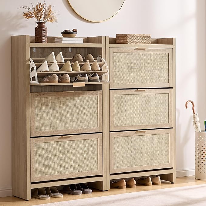SICOTAS Rattan Shoe Storage Cabinet