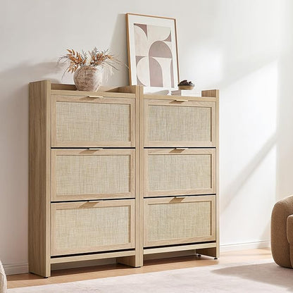 SICOTAS Rattan Shoe Storage Cabinet