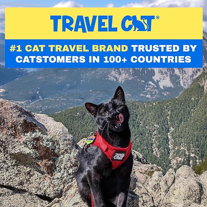 Travel Cat Harness and Leash Set - Adjustable Fit Mesh Cat Harness and Reflective Strap - Comfort Walking Vest for Kitten for Outdoor Walking, Hiking (Medium, Red)