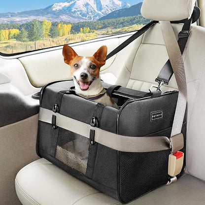 Petsfit Large Cat Carrier for Car Travel, Patented Seat Belt Buckle, 20 lb