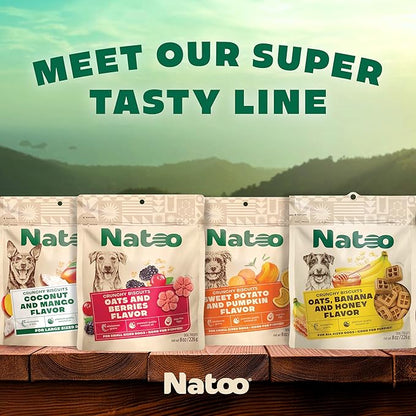 NATOO Healthy Treats for Large Dogs, Crunchy Biscuits Coconut & Mango Flavor – Natural Dog Treats, Rich in Omega 6, Prebiotics & Fiber, Antioxidants for Immunity (8 oz)