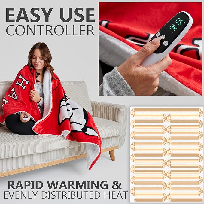 Peanuts Snoopy Heated Blanket Electric, Twin Size Luxurious Fleece Blanket