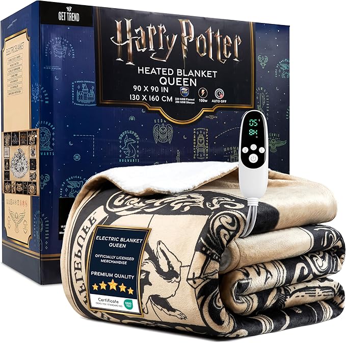 Harry Potter Gifts Heated Blanket Electric, Queen Size Luxurious Fleece