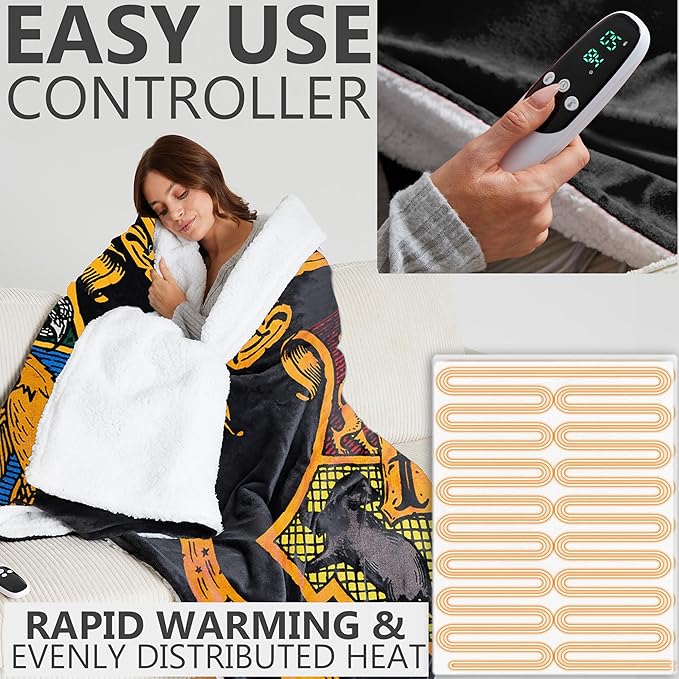 Harry Potter Gifts Heated Blanket Electric, Queen Size Luxurious Fleece