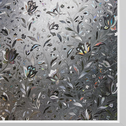 Kromapolis Window Film, Window Privacy Film Frosted, Vinyl Glass Covering, Stained Glass Decorative Film, Static Window Clings, Non-Adhesive (Grayish Black, 29.5 x 157.4 inch)