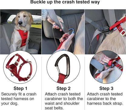Kurgo Ink Blue Large Dog Harness - Crash Tested, All-Steel, Comfortable & Adjustable Animal Harness with Seat Belt Tether for Car Safety | Crash Tested Car Harness for Dogs up to 75Lbs, Seatbelt Tether & Steel Carabiner, All-Steel Buckles, Padded Chest...
