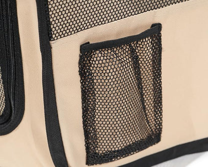 Pawer 36”×18.5” 8-Panel Foldable Pet Playpen, for Small Medium Cat/Dog/Puppy, Brown+Beige, 600D Oxford Cloth Portable Indoor & Outdoor Kennel with Carry Bag, Multiple Sizes & Colors Available
