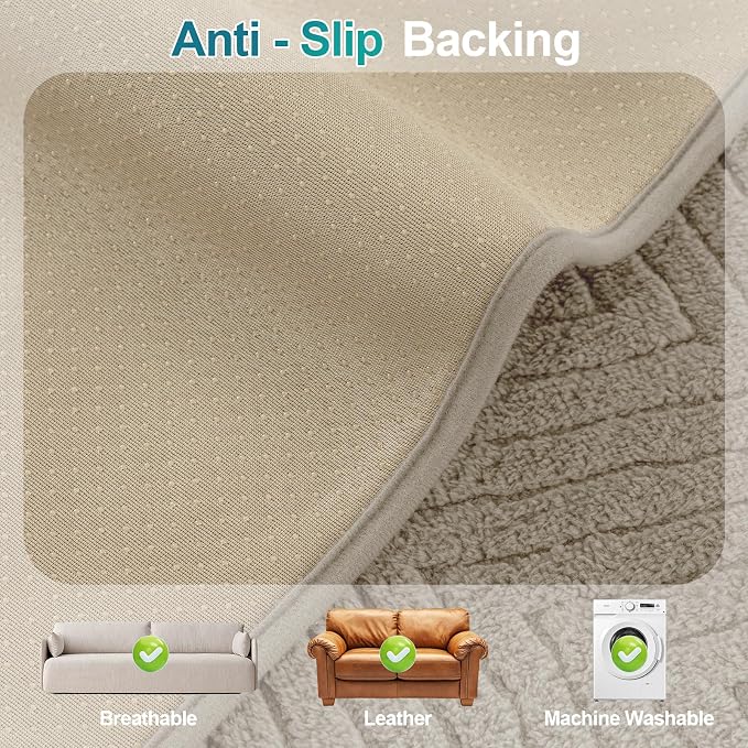 Turquoize Waterproof Couch Cover for Dogs Fuzzy Pet Couch Covers for Sofa Thick Dog Bed Cover Non-Slip Sofa Covers for 3 Cushion Couch Protector Slipcover Pet Friendly (Khaki, 36" x 63")