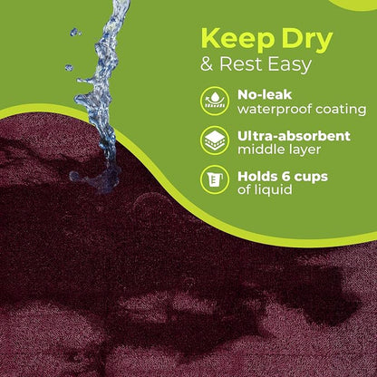 PeapodMats Bedwetting Waterproof Bed Mat, Reusable 3x3 Plum | Washable reusable bed mat for bedwetting, incontinence, kids, adults, pets, and mattress protection.