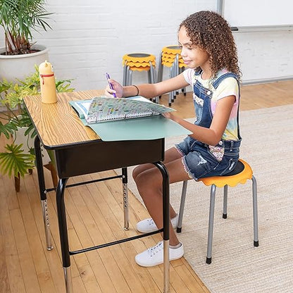 ECR4Kids Daisy Stackable Stool Set, Flexible Seating, Yellow, 8-Piece