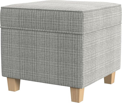 Homepop Home Decor | K7342-F2428 | Classic Square Storage Ottoman with Lift Off Lid- Sage Mini Grid Pattern