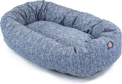 Majestic Pet Bagel Calming Dog Bed, 52 Inch X-Large, Round, Washable, Blue | Cozy Soft Fluffy Donut Pet Bed with Spine Support for Head Rest – Anti-Anxiety Comfort for Puppies & Dogs, 52x35x11 Inches