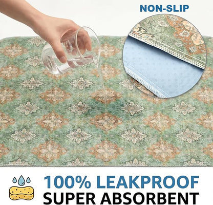 Washable Pee Pads for Dogs,Great Urine Absorbent Reusable Puppy Training Pads,Waterproof,Leak-Proof & Non-Slip Potty Pads for Whelping,Crate,Playpen,Bed.(Green Floral Flat,72"x72")