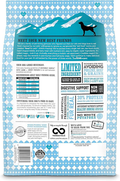 I and love and you Lovingly Simple Dry Dog Food - Lamb + Sweet Potato - Grain Free, Filler Free, Prebiotic + Probiotic 3.85lb Bag