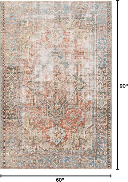 Loloi Loren Collection LQ-15 Terracotta/Sky 5'-0" x 7'-6" Area Rug