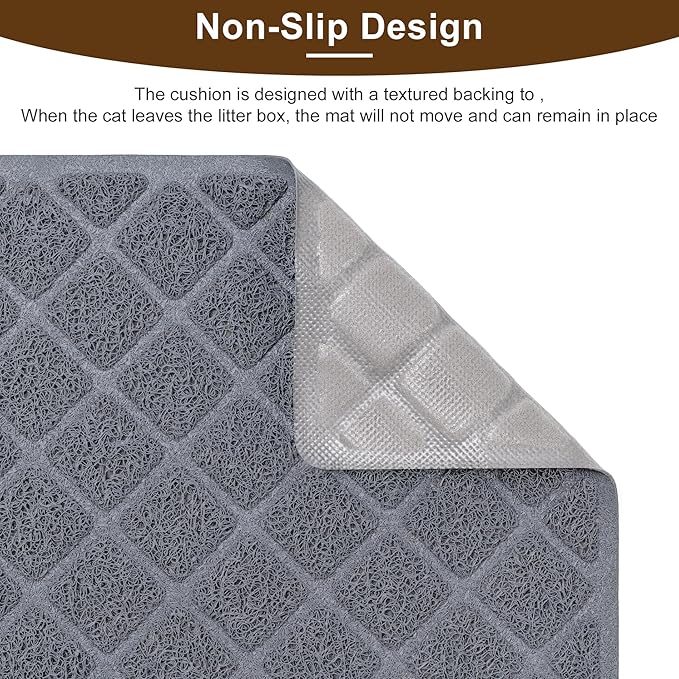 Cat Litter Mat Litter Box Mat，Litter Trapping Mat Premium Durable PVC Pad, 47 x 35 Inches Kitty Litter Box, Easy to Clean，Non-Slip，Urine Waterproof