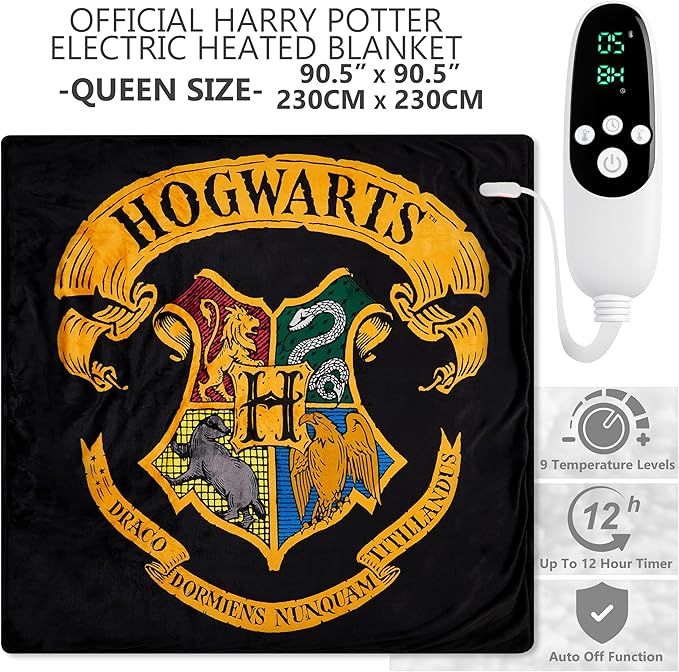 Harry Potter Gifts Heated Blanket Electric, Queen Size Luxurious Fleece